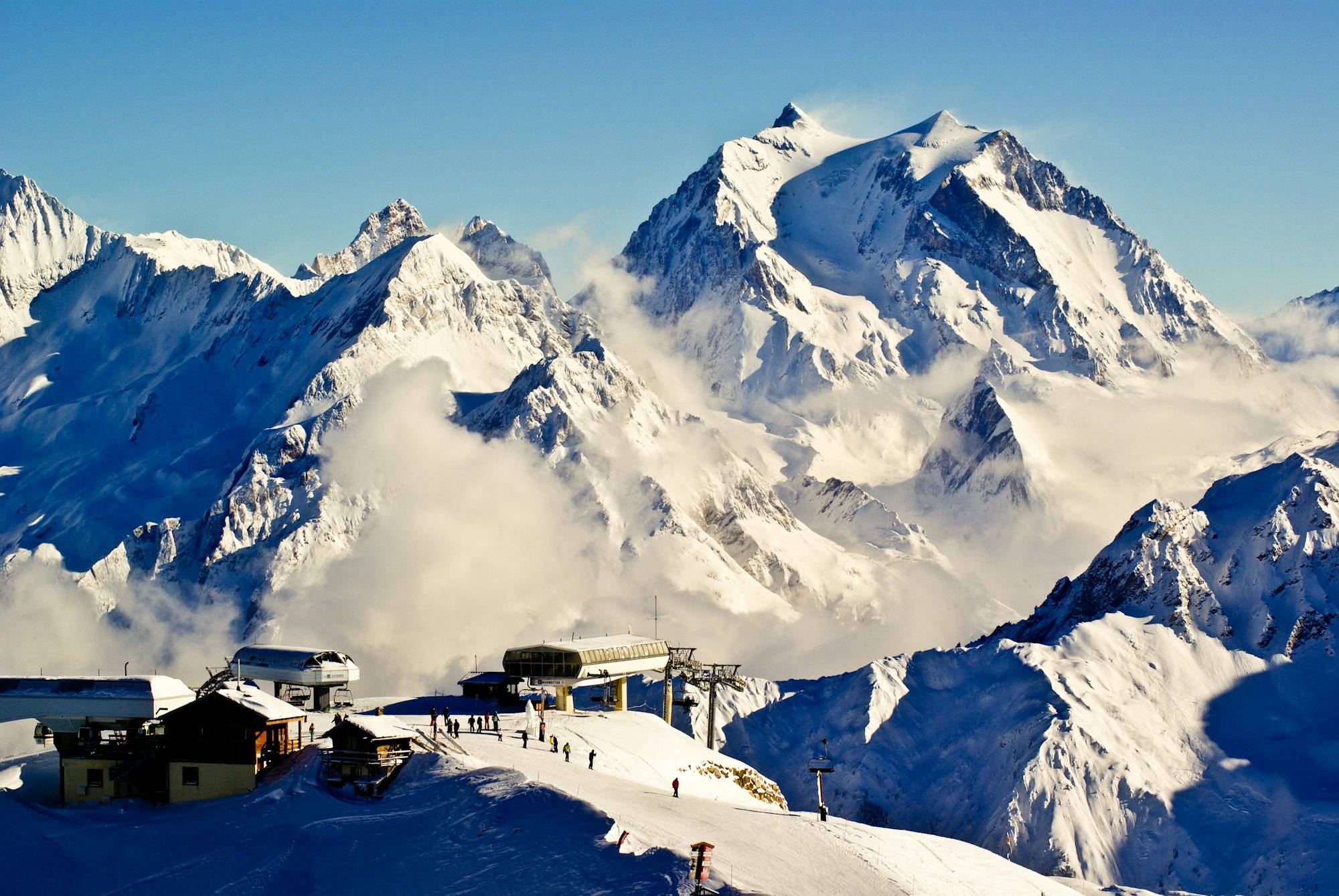 Snow-covered peaks above Courchevel